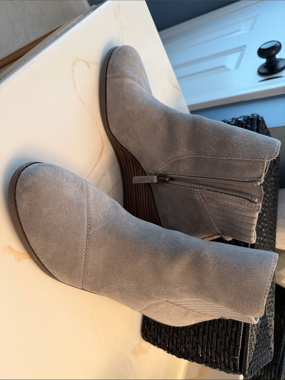 Tom’s Women’s Gray Suede Ankle Boots - Stylish Side-Zip Booties